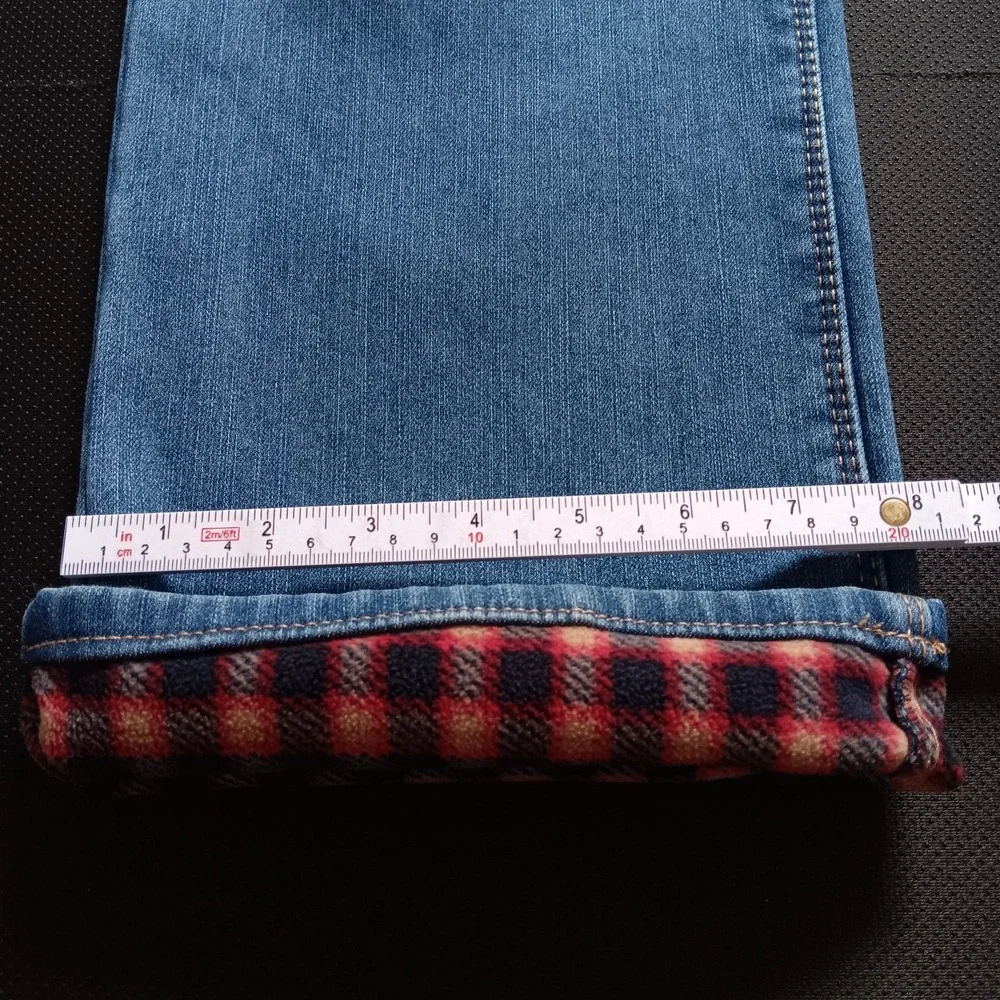 Natural Reflections Jeans Women's 10 Blue Flannel Lined Straight Leg Plaid